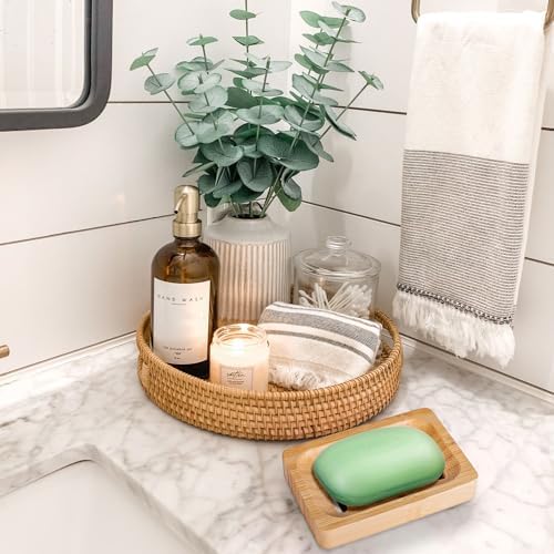Bamboo Soap Dish Self-Draining Non-Slip Soap Saver - Wooden Trays for Bar Soap - Kitchen, Shower, Bathroom - 3 Pack - Image 6