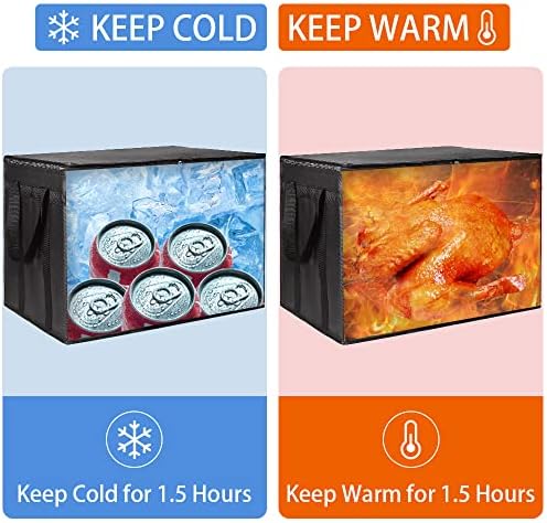 1-Pack Insulated Food Delivery Bag with Hard Bottom, 3X-Large, Black - Image 4