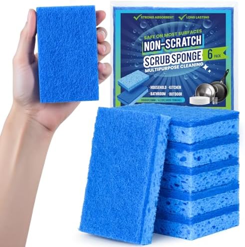 Metflavor Kitchen Sponges, 6 Count, Dual-Sided Non-Scratch Scrub Sponge by Metflavor