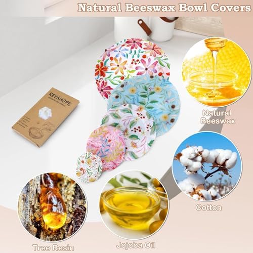 5Pcs Reusable Beeswax Elastic Bowl Covers for Bread Proofing and Food Cover - Image 3