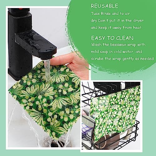 Reusable Beeswax Wrap, 11 Pack Eco-Friendly Beeswax Wraps For Food, Organic, Sustainable, Biodegradable, Zero Waste, Plastic-Free Food Storage (Flowers and Leaves) - Image 5