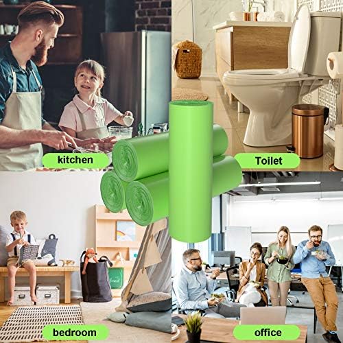 TECHSHARE 1.2 Gallon Biodegradable Trash Bags, 80 Count, Compostable Garbage Bags, 1.5 Gallon Capacity, Green - Image 6