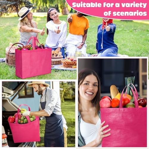 Windyun Reusable Grocery Bags Large Non Woven Shopping Bags with Handles Foldable Portable Tote, 16x6x12 Inch - Image 2