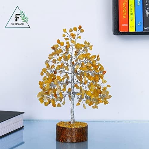 FASHIONZAADI Yellow Aventurine Healing Crystal Bonsai Tree, Desk Decor for Room & Office Decor, Spiritual Gift - Crystals for Home, Room Decor - Cute House Warming Gifts for Women, Mom Birthday