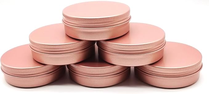 6pack 100ml Aluminum Tin Jars, 100 Gram Empty Travel Cosmetic Sample Container Screw Cap Lid, 100g Metal Tins Can for DIY Crafts, Lip Balms, Face Cream, Candle, Tea, Paint, Slime, Matte-Pink