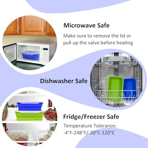 Extra Large Collapsible Silicone Food Storage Containers with Lids, Set of 2 Foldable Lunch Boxes 82.8oz + 60.2oz, for Kitchen, Travel, Camping, BPA Free - Image 6