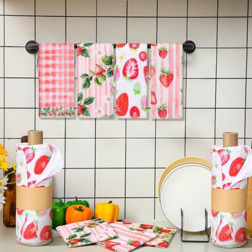 36 Pack Reusable Kitchen Cloths Cotton Towels, Strawberry - Image 3