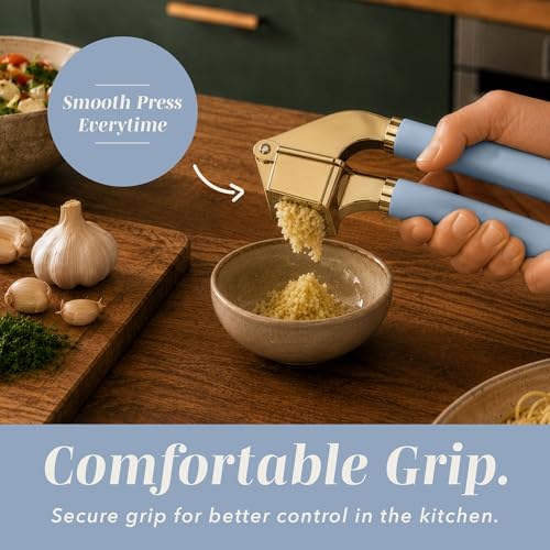 COOK WITH COLOR 6-Piece Kitchen Tool Set with Acacia Wood Cutting Board, Can Opener, Pizza Cutter & Prep Essentials, Blue - Image 4