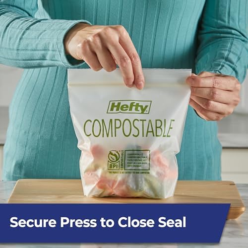 Hefty Compostable Press-To-Close​ Quart 40 Count (Pack of 12) - Image 4