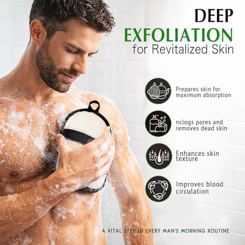 YIQINGJIE Upgraded Large Natural Egyptian Loofah for Men,2 Count,Black - Image 4