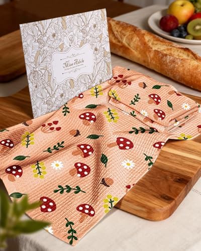 Miss Adola 370GSM Cotton Waffle Kitchen Towels, Mushroom - Image 6