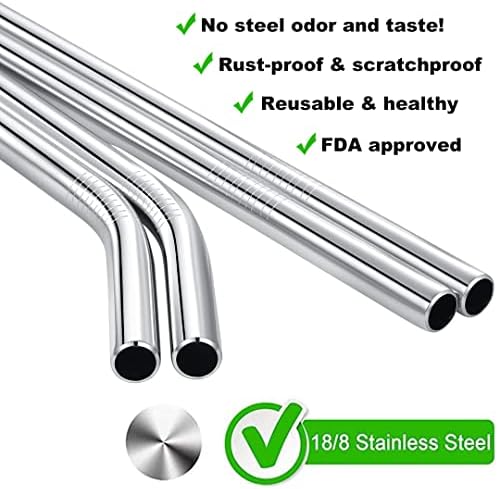 Vinaco 4 Pack 0.35" Wide Bore Reusable Stainless Steel Smoothie Straws - Image 4