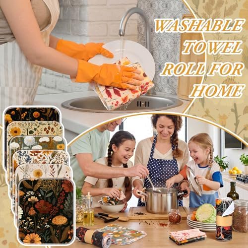 36 Pack Reusable Kitchen Cloths Cotton Towels, Fall Wildflower - Image 3