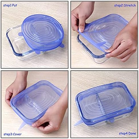 Silicone Stretch lids set, 6 Sizes, Reusable Food Storage Covers ，Silicone Bowl Covers，Flexible to Fit All Shape of Containers，Food Cover to Keep Food Fresh (6 PCS,blue) - Image 3