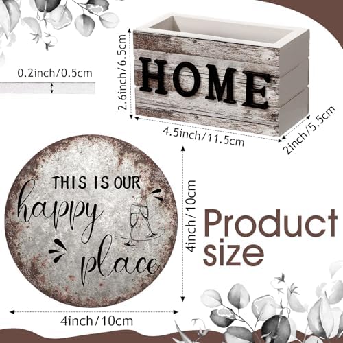 Queekay House Warming Gifts New Home Farmhouse Coasters Set of 6, Rust - Image 2