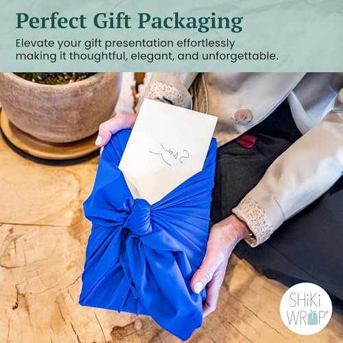 SHIKIWRAP Reusable Furoshiki Gift Wrap, 18-Inch, Deep Blue - Image 6