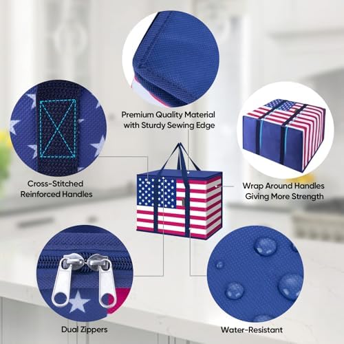 BALEINE Insulated Reusable Grocery Bags with Zippered Top, Large Cooler Bag - Image 3