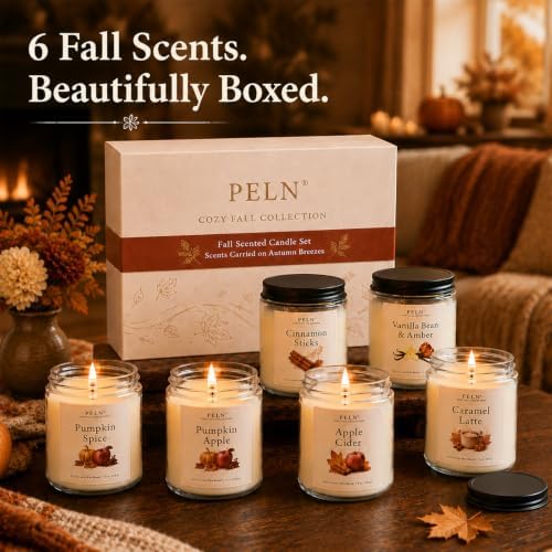 PELN Fall Scented Candles, 6 Pack Soy Candles for Home, Autumn Gift Set - Image 2