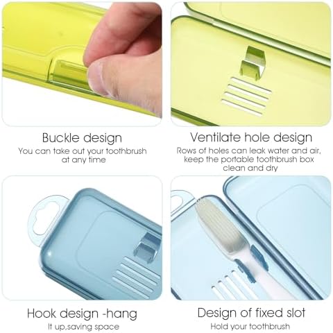 2 Pack Toothbrush Case for Traveling, Portable Toothbrush Travel Case with Breathable Holes Compact Toothbrush Holder for Travel Vacation Camping Gym Business Trips Office Cruise - Image 3