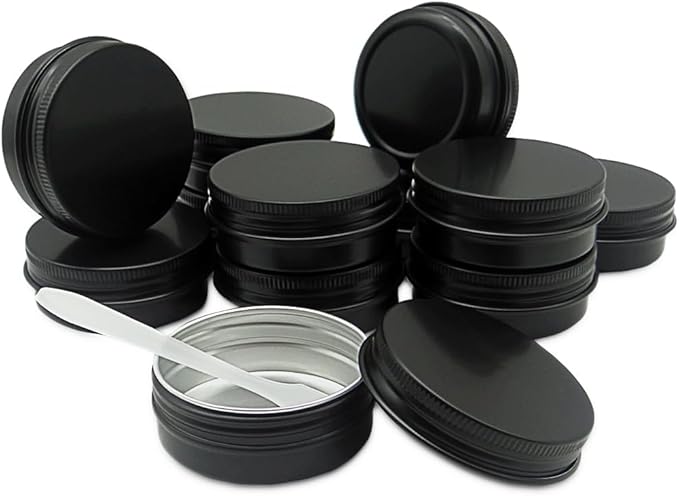 12pcs 1oz 30 ml Aluminum Tin Jar, 30g Refillable Makeup Container, 30 Gram Black Screw Lid Round Can Sample Pot for Cosmetic DIY, Handmade, Lip Balm, Cream, Salve, Toner, Candle, Paint, Scrub