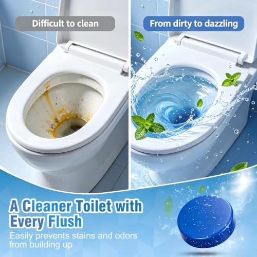 12 Tablets Toilet Bowl Cleaner Tablets for Tank – Automatic Toilet Tank Cleaner Tablets, Blue Toilet Tablets for Hard Water & Toilet Ring Removal, Deodorizing Toilet Tablets, Septic Safe, 300 Flushes - Image 2