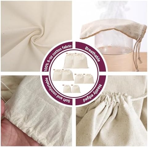 Set of 8 Ambrosia Cotton Produce Bags Drawstring Muslin - Image 4
