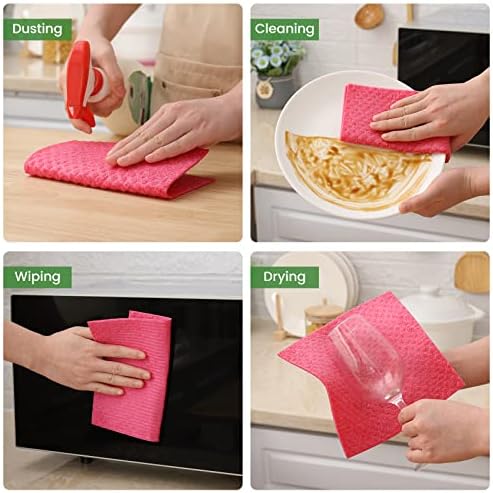 Homaxy Swedish Dishcloths for Kitchen, 6 Pack, Pink - Image 5