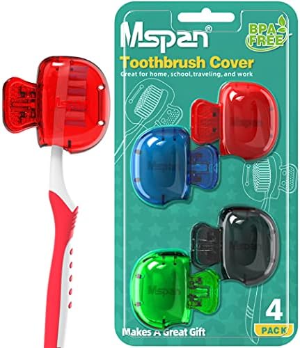 Mspan Toothbrush Head Cover Cap: Toothbrush Protector Brush Pod Case Protective Plastic Clip Bathroom Cool Stuff for Household Travel by Mspan