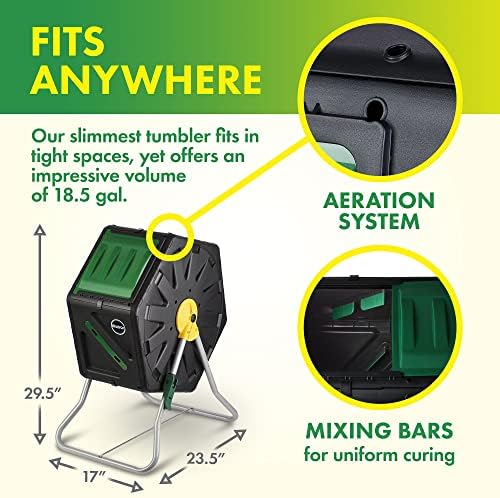 Miracle-Gro Compost Tumbler Single Chamber – Easy-Turn Composter Tumbler Outdoor for Fast Composting – Heavy-Duty Composting Bin with 1 Sliding Door (18.5 Gallon / 70 Liter) - Image 5