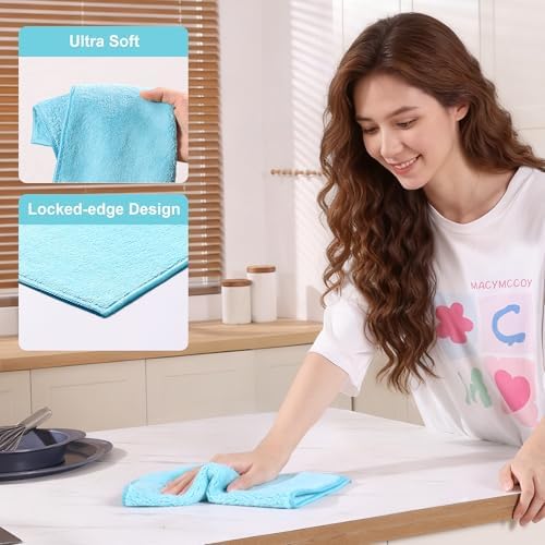 JOYMOOP Microfiber Cleaning Cloth, 18 Piece Set, Medium, Cyan - Image 2