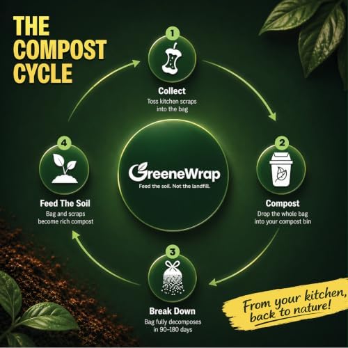 13 Gallon Compostable Trash Bags with Drawstring, 30 Count, 1 Mil, Tall Kitchen Food Scrap Compost Bags, BPI Certified, ASTM D6400, Compostable Garbage Bags, Unscented, 13 Gal - Image 6