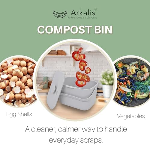 Kitchen Compost Bin – 1.3 Gallon Countertop Compost Bin with Lid, Odor-Blocking, No Charcoal Filters Needed, Indoor Compost Bin with Removable Basket, Easy Clean - Image 6
