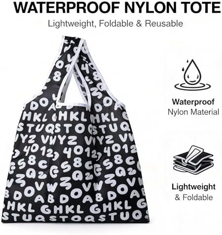6 Pack Reusable Shopping Bags - Foldable Heavy Duty Washable Totes - Image 6