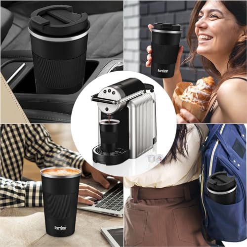 KETIEE Travel Mug 12oz, Vacuum Insulated Coffee Mug with Leakproof Lid, Travel Coffee Tumbler Stainless Steel Double Walled Reusable Coffee Cup for Hot and Iced Water (Black) - Image 5
