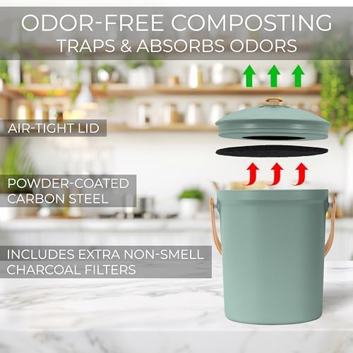 Beautiful Kitchen Compost Bin with Smell Proof Lid for Your Countertop - Image 6
