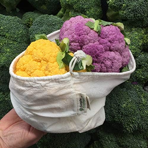 Simple Ecology Reusable Grocery Produce Shopping and Storage Bags, Organic Cotton Muslin, Medium 3 pack - Image 7