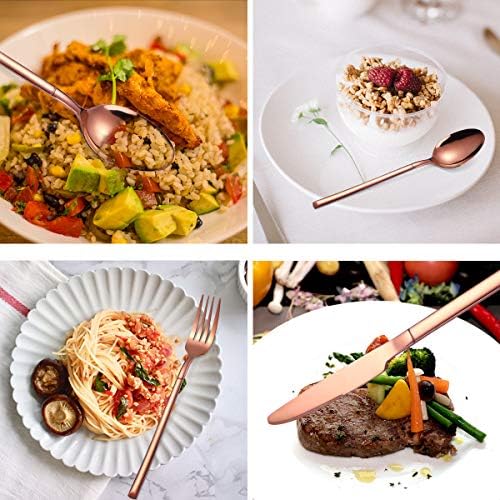 AARAINBOW 7 Pieces Stainless Steel Flatware Set Portable Reusable Cutlery Set Travel Utensils Set Including Chopsticks Knife Fork Spoon Straws Cleaning Brush Dishwasher Safe (Rose golden) - Image 3
