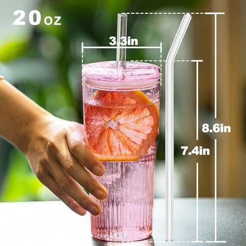 JunVpic Glass Coffee Tumbler, 20 oz Glass Cup with Lid and Straw - Image 3