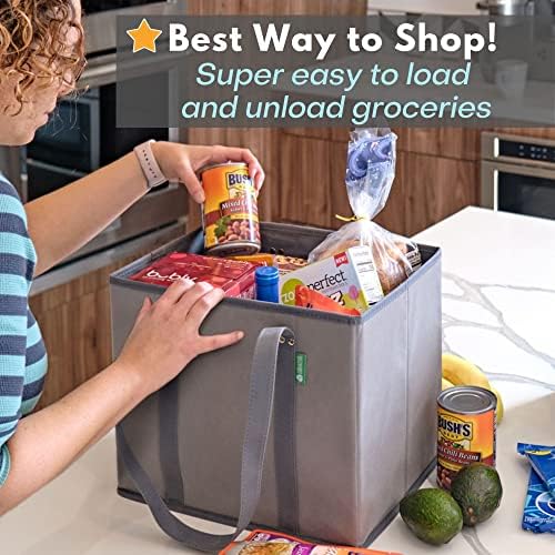 Reusable Grocery Bags (3 Pack) – Heavy Duty Shopping Bags, Chevron - Image 3