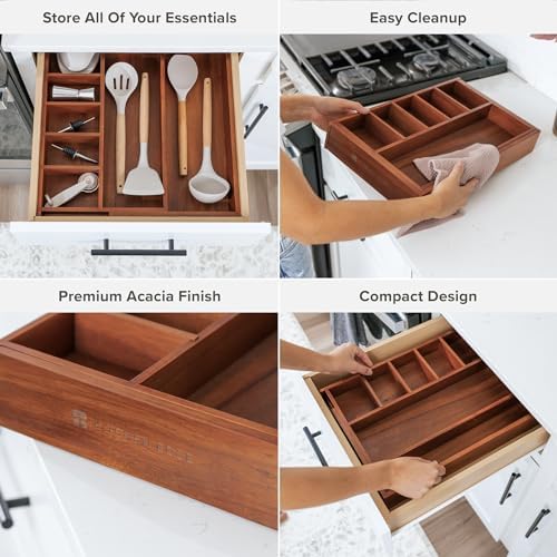 KitchenEdge Utensil & Junk Drawer Organizer, 10.5-18.5 in, Acacia - Image 3
