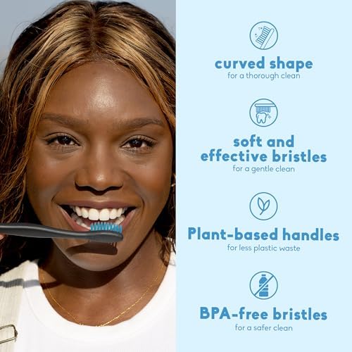 The Humble Co. Plant-Based Soft Bristle Toothbrushes, Black (5 Pack) - Image 3