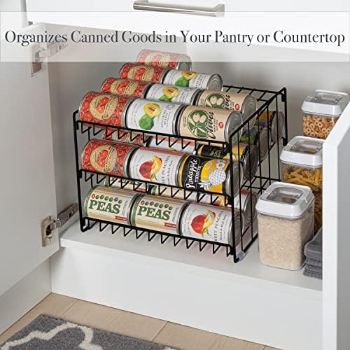 Kitchen Details 3 Tier Can Organizer | Canned Food Storage Rack | Kitchen Cabinet and Pantry Organization | Holds 36 Cans | Space Saving | Onyx - Image 3
