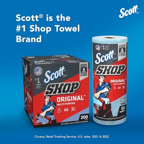 Scott Shop Original Blue Towels (75130), 9.4"x11" Cloth-like Paper Towel (30 Rolls of 55 Sheets, 1,650 Sheet Total) - Image 3