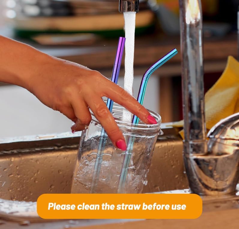 VEHHE 4 Pack 12.5-inchs Long Reusable Straws, Stainless Steel Straws - Image 5