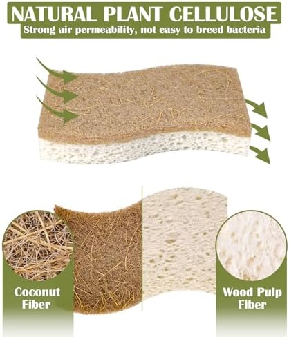 DEBETOOL 14 Pack Coconut Sponge with Cellulose, White - Image 3
