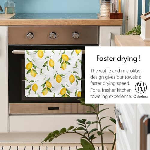 Eulnars Kitchen Towels, Premium Dish Towels for Kitchen Drying, 18" x 30" Microfiber Kitchen Towel Set, Quick Dry Tea Towels, Watercolor Lemon Series, 2-Pack - Image 4