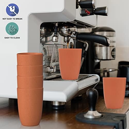 Wrova Wheat Straw Cups 6 PCS Good Alternative to Plastic Reusable Cups 20 oz Unbreakable Drinking Cup Reusable Dishwasher Safe Water Plastic Glasses Orange - Image 4