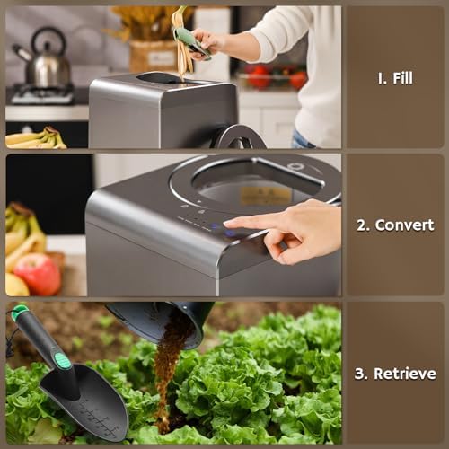 Airthereal R500-V Electric Composter, Visual Glass Cover, 2.5L, Gray - Image 4