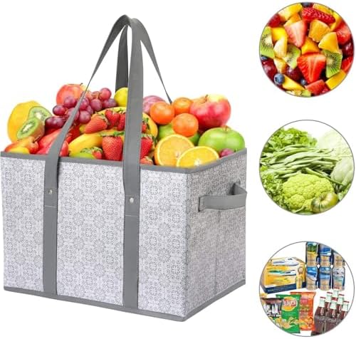 Reusable Grocery Bags 3 Pack, Foldable & Water Resistant Shopping Bags - Image 3