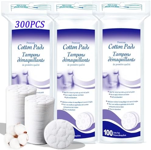 Round Cotton Pads for Face, 300 Count Cotton Rounds by KUKEOitemstoaddfuntoyourlife